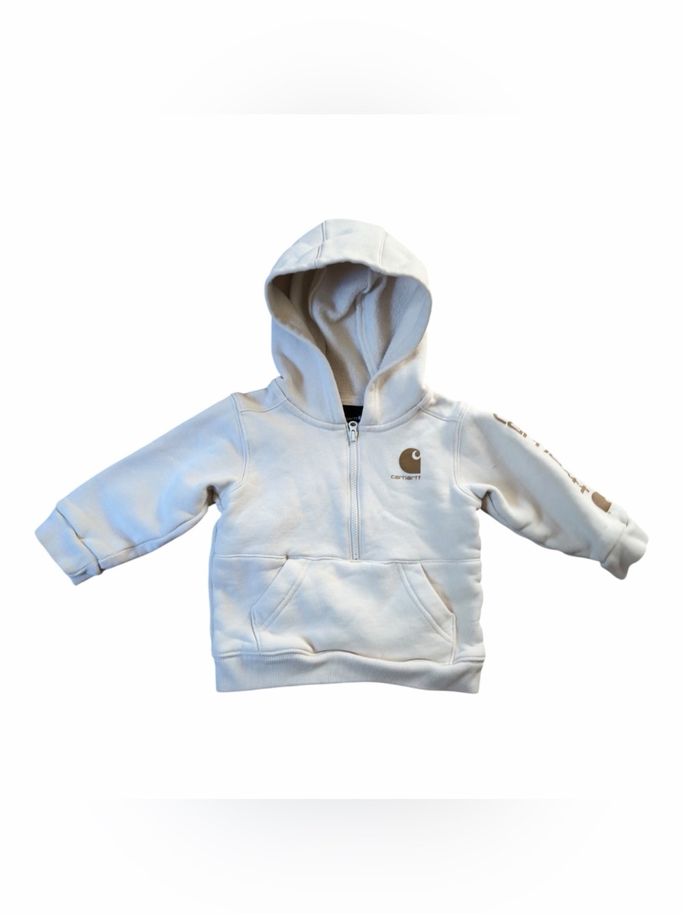 Carhartt Toddler Half Zip Hooded Sweatshirt Size 12 Mths Turtledove Fleece 6273